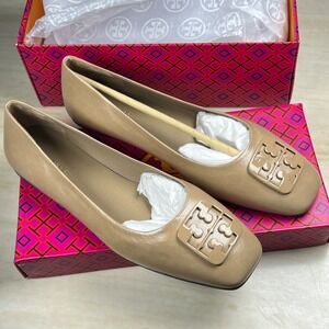 Tory Burch Georgia Ballet Flats Bright Almond Leather Square Toe Women Size 5.5